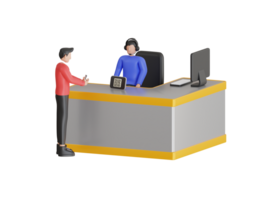 Scan Payment 3D Illustration. Scanning qr code on table and online payment. scan QR code mobile phone for digital payment concept png