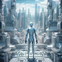 Generative AI futurim Robot With a Copy space photo