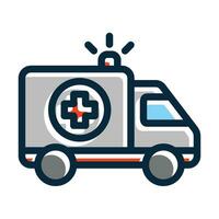 Ambulance Vector Thick Line Filled Dark Colors