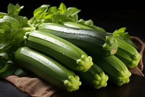 photos of zucchini in indoor photo studio AI Generated