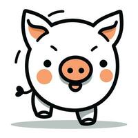 Cute Pig Cartoon Mascot Character Vector Icon Illustration Design