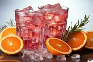verano bebida un bebida con sangre naranja rebanadas y hielo ai generado foto