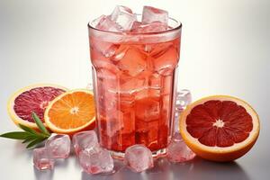 summer drink a drink with blood orange slices and ice AI Generated photo