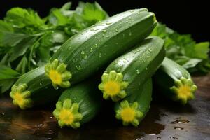 photos of zucchini in indoor photo studio AI Generated