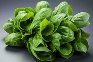 photos of spinach in indoor photo studio AI Generated