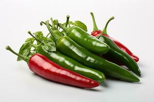 photos of red pepper green chilli in indoor photo studio AI Generated