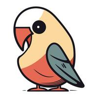 Cute cartoon parrot. Vector illustration isolated on white background.