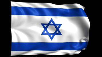 Israel bandera Costura animación. 4k israelí bandera volador en el cielo video