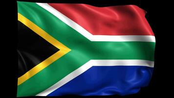 Sud Africa bandiera tessitura animazione. 4k Sud africano bandiera volante nel il cielo video