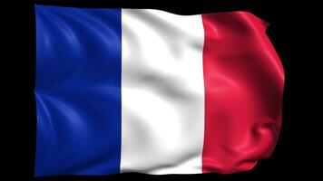 Francia bandera Costura animación. 4k Francia bandera volador en el cielo video