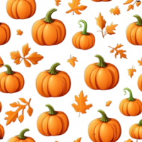 seamless pumpkin pattern with leaves and leaves ai generative png