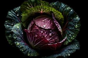 Cabbage on a black background. Neural network AI generated photo