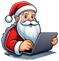 santa claus using laptop png ai generative