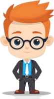 cartoon business man with glasses and tie ai generative png