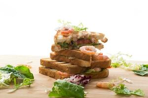 sandwich with lettuce and shrimp. photo