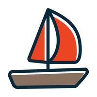 Sailboat Vector Thick Line Filled Dark Colors