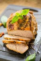 Baked sirloin turkey meat homemade with spices photo