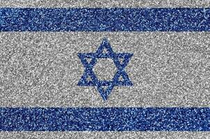 Israel flag depicted on many small shiny sequins. Colorful festival background for party photo