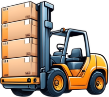 a forklift truck sticker on a transparent background , ai generative png