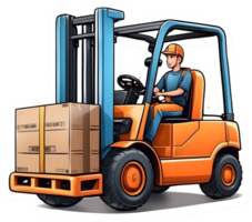 a forklift truck sticker on a transparent background , ai generative png