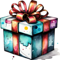 a gift box with a bow and paintbrush ai generative png