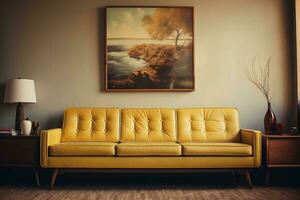 A retro inspired living room showcases a classic minimalist design AI generative photo