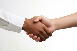 Business handshake and business people concepts. Transparent background,. AI generative photo