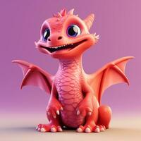 3D Render of cute dragon AI generative photo