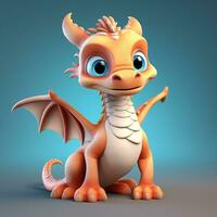 3D Render of cute dragon AI generative photo