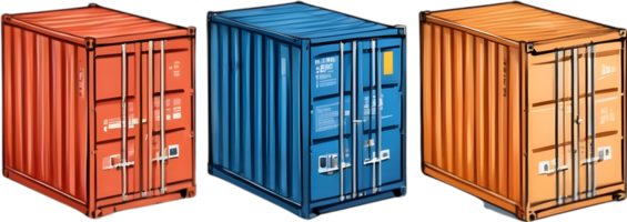 a set of different colored cargo containers ai generative png