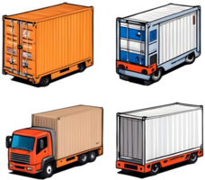 a set of different colored cargo containers ai generative png