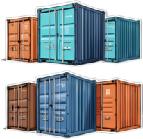 a set of different colored cargo containers ai generative png