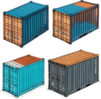 a set of different colored cargo containers ai generative png