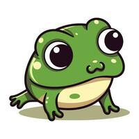 Cute cartoon green frog isolated on white background. Vector illustration.