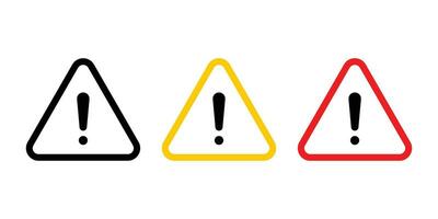 Caution warning signs set. Attention sign with exclamation mark icon vector