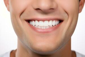 foto retrato de un persona sonriente con limpiar dientes aislado en blanco. ai generativo