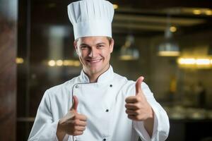 Portrait of a chef working in a professional kitchen. AI Generative photo