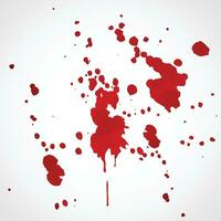 Dirty collection of paint splatter imitating blood, cut marks, splashes, drops, blots, spray, bloody hand and dirty fingerprints. Isolated set blood ink with splashes and drops. Red grunge set vector