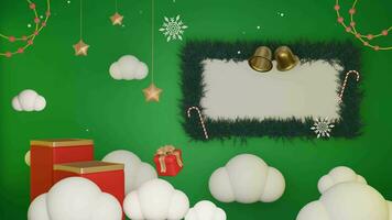 3D Green background natal and happy new years with minimalist red podium on sky and cloud, suitable for product promotion video
