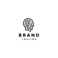 Head Icon With Circuit Lines Inside Logo Design. Connection Network Symbol Inside Head Icon Design. vector