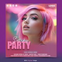 Night party social media post free PSD template