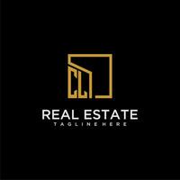 CL initial monogram logo for real estate design with creative square image vector
