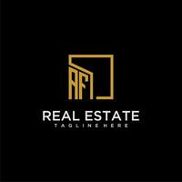 AF initial monogram logo for real estate design with creative square image vector