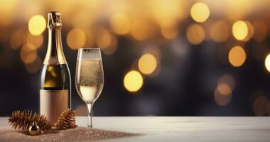 Champagne Celebrations and Christmas Tree Sparkles. Generative AI photo