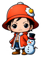 luffy with santa hat ai generative png