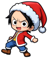 luffy avec Père Noël chapeau ai génératif png