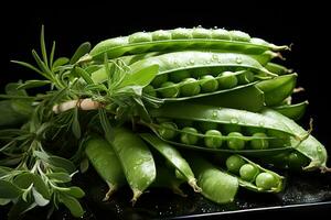 photos of peas seeds in indoor kitchen photo studio AI Generated