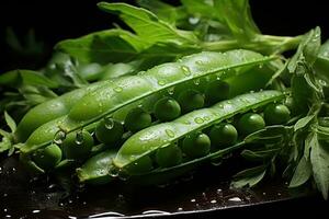 photos of peas seeds in indoor kitchen photo studio AI Generated