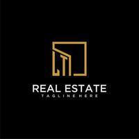 LT initial monogram logo for real estate design with creative square image vector