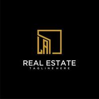 LA initial monogram logo for real estate design with creative square image vector